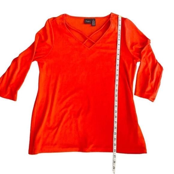 Travelers by Chico's Womens Size 2 (L/12) 3/4 Sleeve Criss Cross Front Top, JL23 - Picture 3 of 7